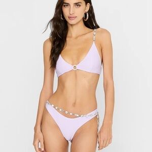 Beach bunny NWT Silas Bralette Top DD & Rose Skimpy Bottom L Lilac & bloom NEW